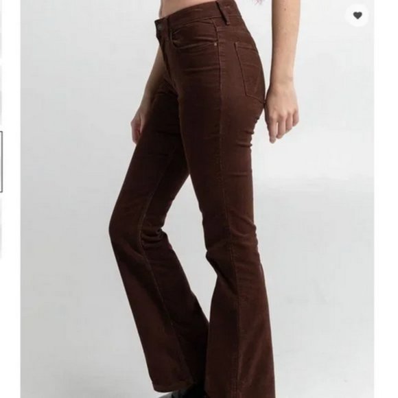 WRANGLER 16 33 X34 NWT Brown Corduroy High Rise Flare Bell Bottom Jeans Western - Picture 3 of 6